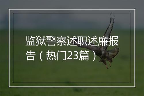 监狱警察述职述廉报告（热门23篇）