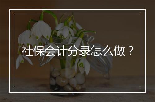 社保会计分录怎么做？