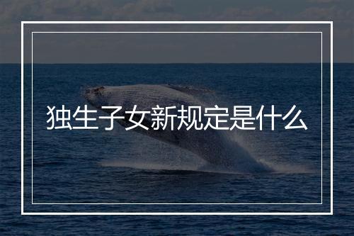 独生子女新规定是什么