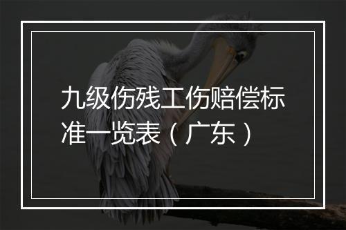 九级伤残工伤赔偿标准一览表（广东）