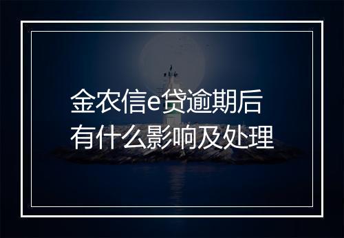 金农信e贷逾期后有什么影响及处理