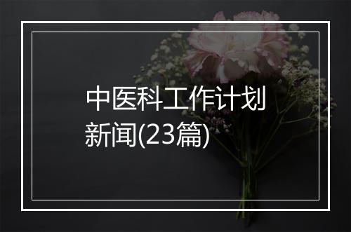 中医科工作计划新闻(23篇)