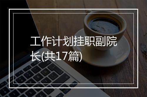 工作计划挂职副院长(共17篇)