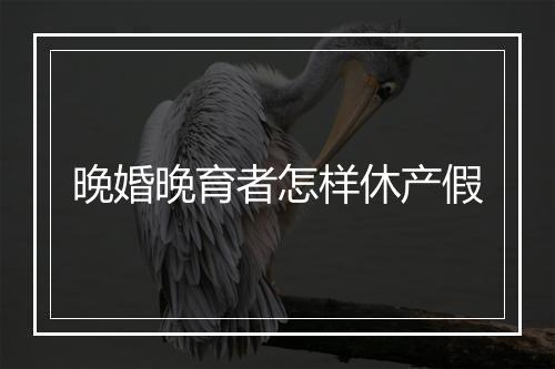 晚婚晚育者怎样休产假