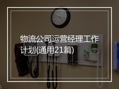 物流公司运营经理工作计划(通用21篇)