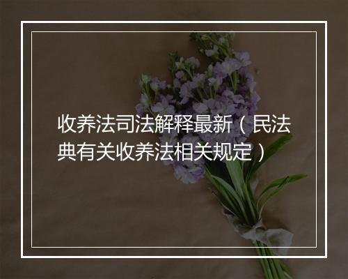 收养法司法解释最新（民法典有关收养法相关规定）