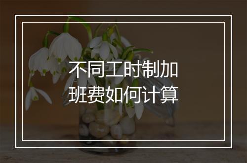 不同工时制加班费如何计算