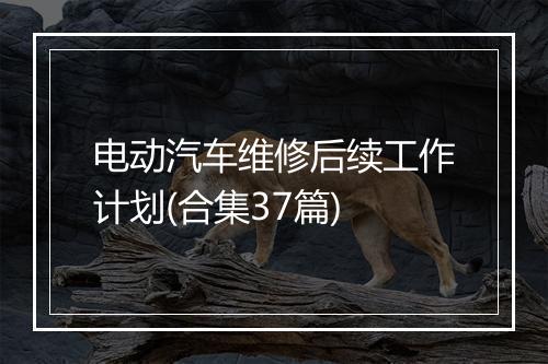 电动汽车维修后续工作计划(合集37篇)