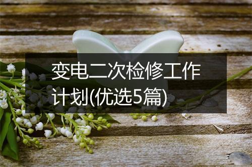 变电二次检修工作计划(优选5篇)