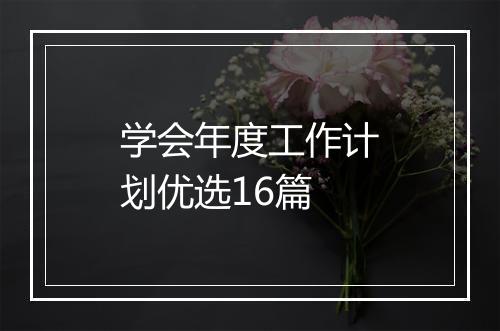 学会年度工作计划优选16篇
