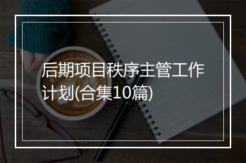 后期项目秩序主管工作计划(合集10篇)