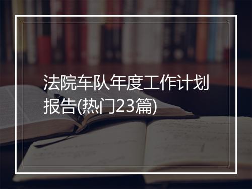 法院车队年度工作计划报告(热门23篇)