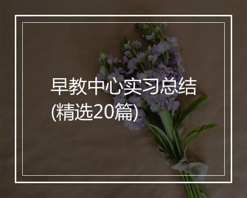 早教中心实习总结(精选20篇)