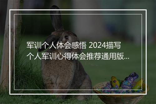 军训个人体会感悟 2024描写个人军训心得体会推荐通用版10篇