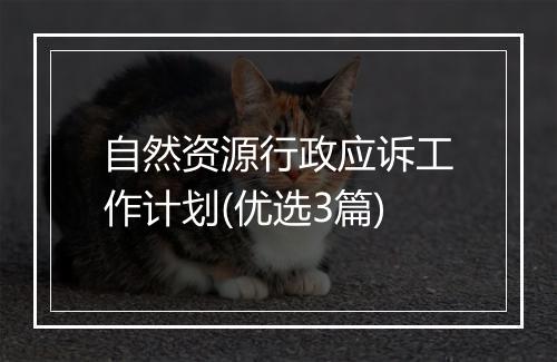 自然资源行政应诉工作计划(优选3篇)