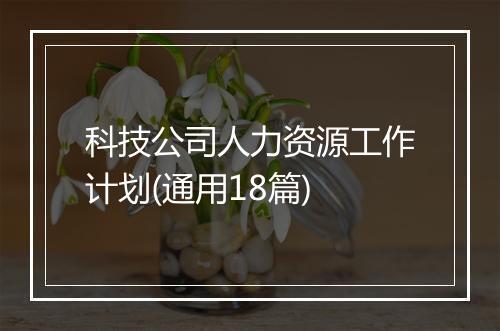 科技公司人力资源工作计划(通用18篇)