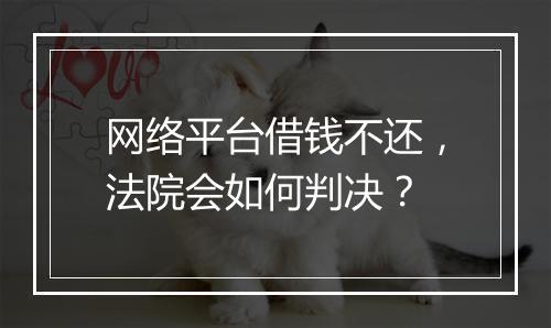 网络平台借钱不还，法院会如何判决？