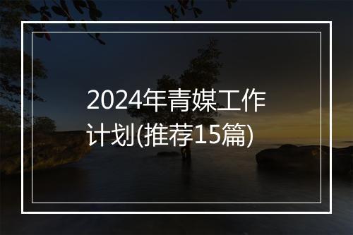 2024年青媒工作计划(推荐15篇)