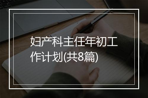 妇产科主任年初工作计划(共8篇)