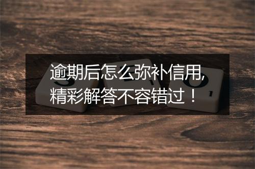 逾期后怎么弥补信用,精彩解答不容错过！