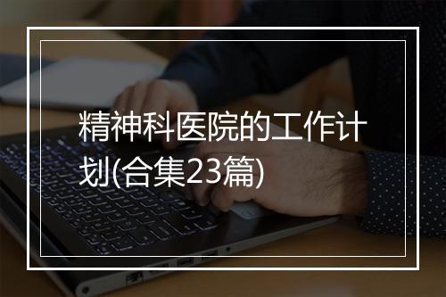 精神科医院的工作计划(合集23篇)