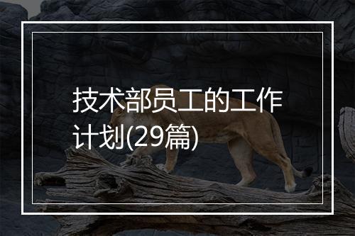 技术部员工的工作计划(29篇)