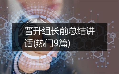 晋升组长前总结讲话(热门9篇)
