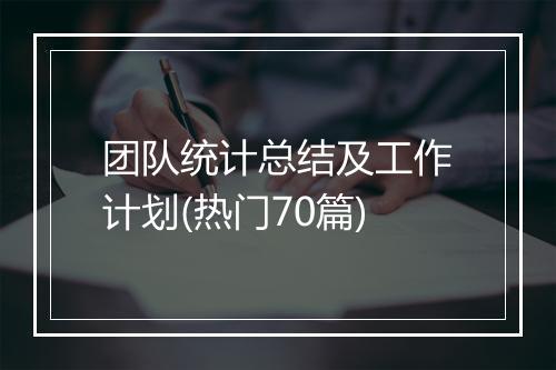 团队统计总结及工作计划(热门70篇)