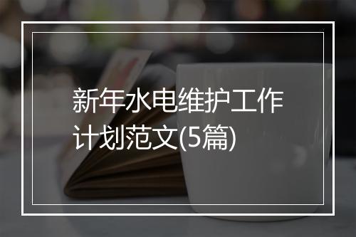 新年水电维护工作计划范文(5篇)