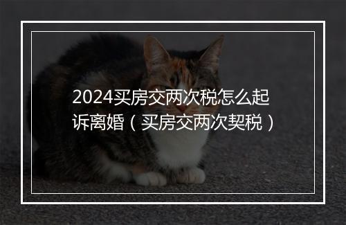 2024买房交两次税怎么起诉离婚（买房交两次契税）