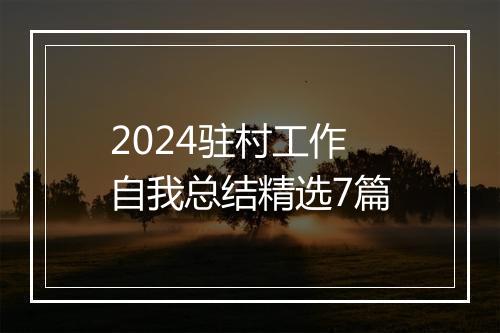 2024驻村工作自我总结精选7篇