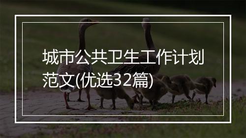 城市公共卫生工作计划范文(优选32篇)