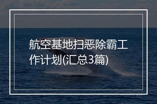 航空基地扫恶除霸工作计划(汇总3篇)