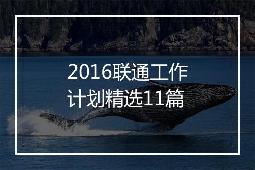 2016联通工作计划精选11篇