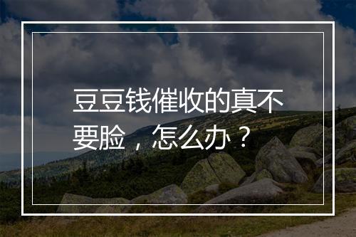 豆豆钱催收的真不要脸，怎么办？