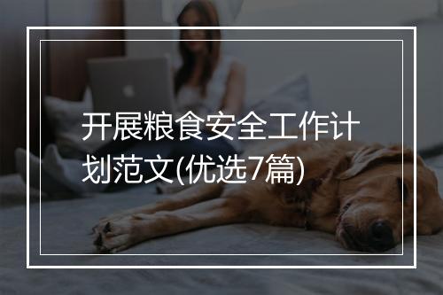 开展粮食安全工作计划范文(优选7篇)