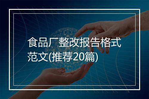 食品厂整改报告格式范文(推荐20篇)
