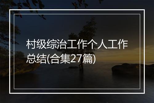 村级综治工作个人工作总结(合集27篇)