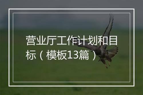 营业厅工作计划和目标（模板13篇）