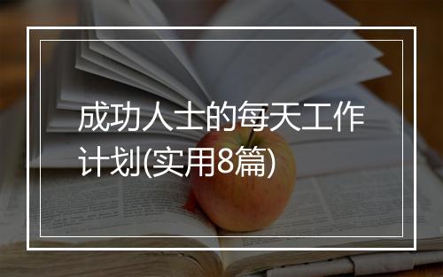 成功人士的每天工作计划(实用8篇)