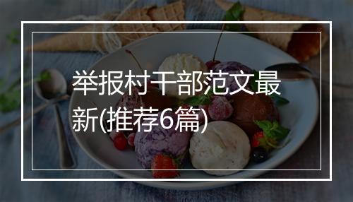 举报村干部范文最新(推荐6篇)