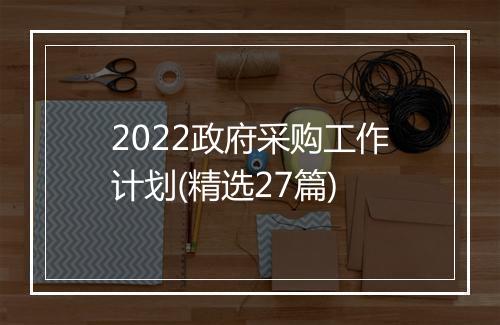 2022政府采购工作计划(精选27篇)