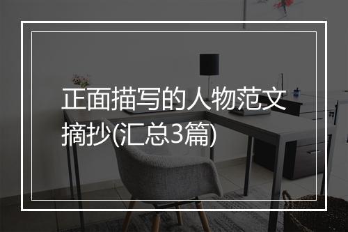 正面描写的人物范文摘抄(汇总3篇)