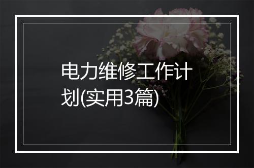 电力维修工作计划(实用3篇)