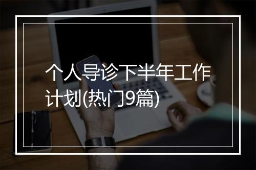 个人导诊下半年工作计划(热门9篇)