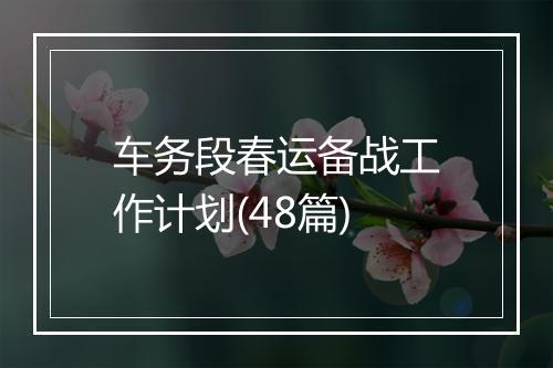 车务段春运备战工作计划(48篇)