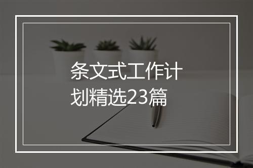条文式工作计划精选23篇