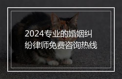 2024专业的婚姻纠纷律师免费咨询热线