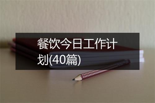 餐饮今日工作计划(40篇)