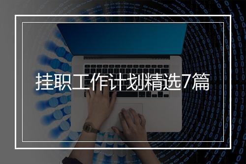 挂职工作计划精选7篇